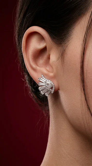 گوشواره جواهری طرح بال فرشته
